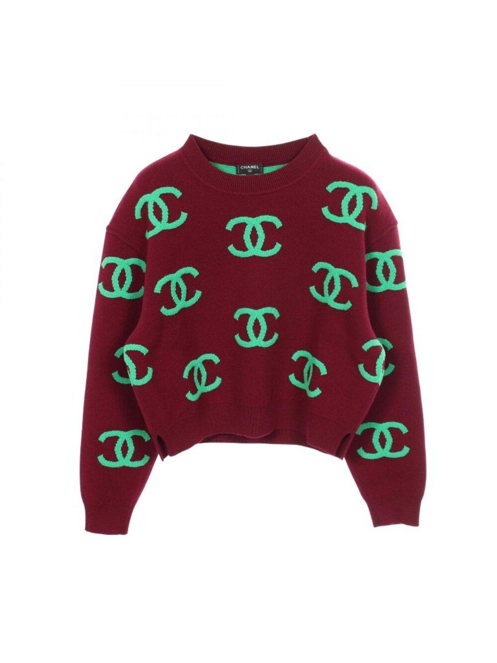 Chanel Knit CC Logo Crew Neck Cashmere Sweater
